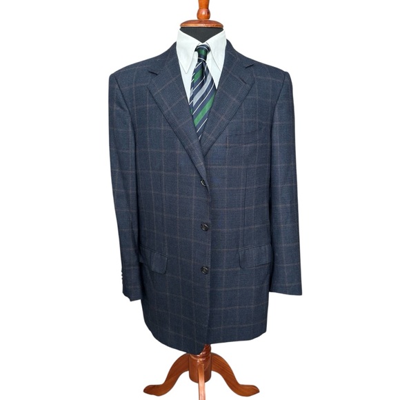 ermenegildo zegna 15 milmil 15 blazer 46r blue plaid...